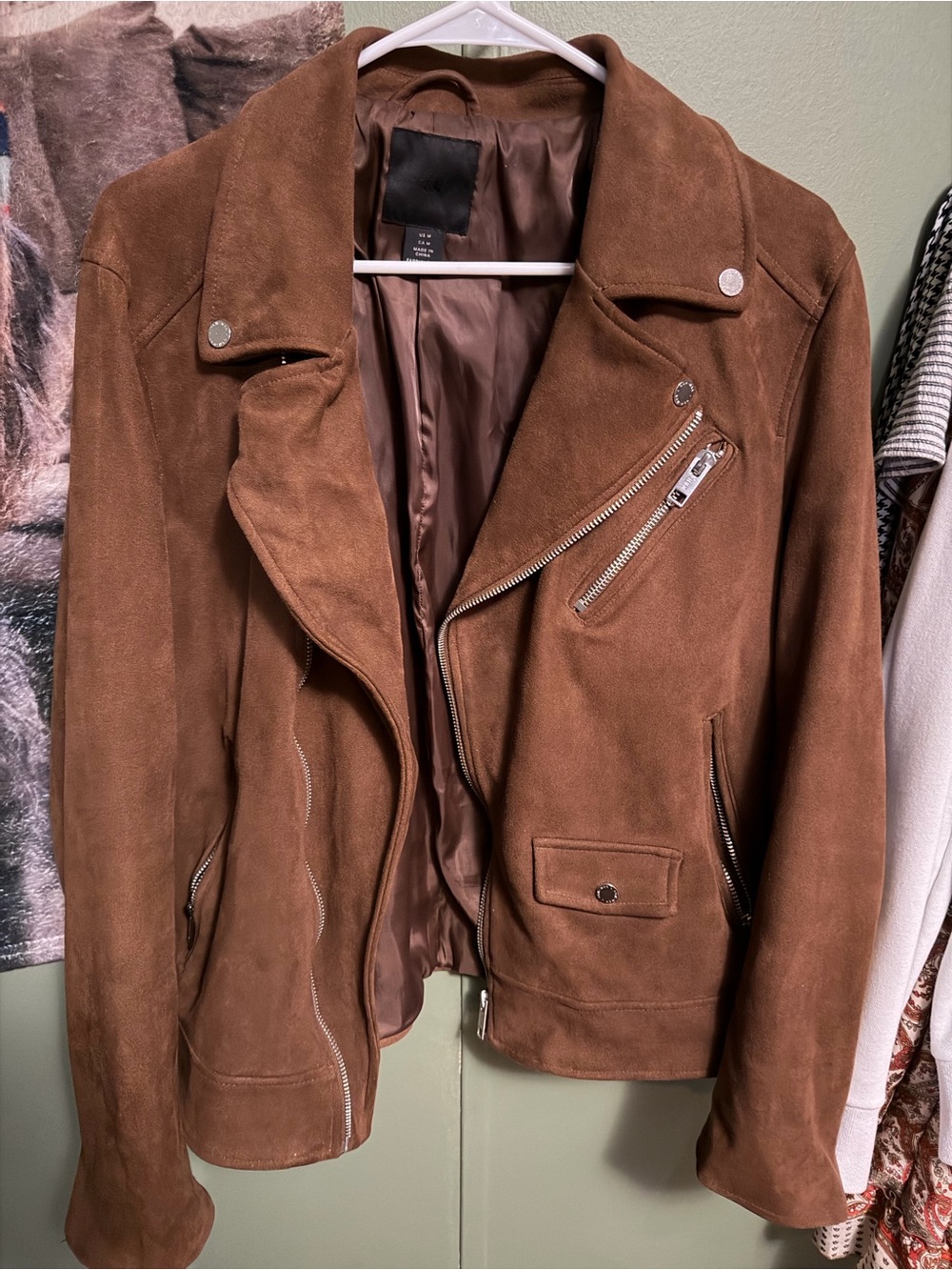H&M Brown Suede Bomber Jacket
